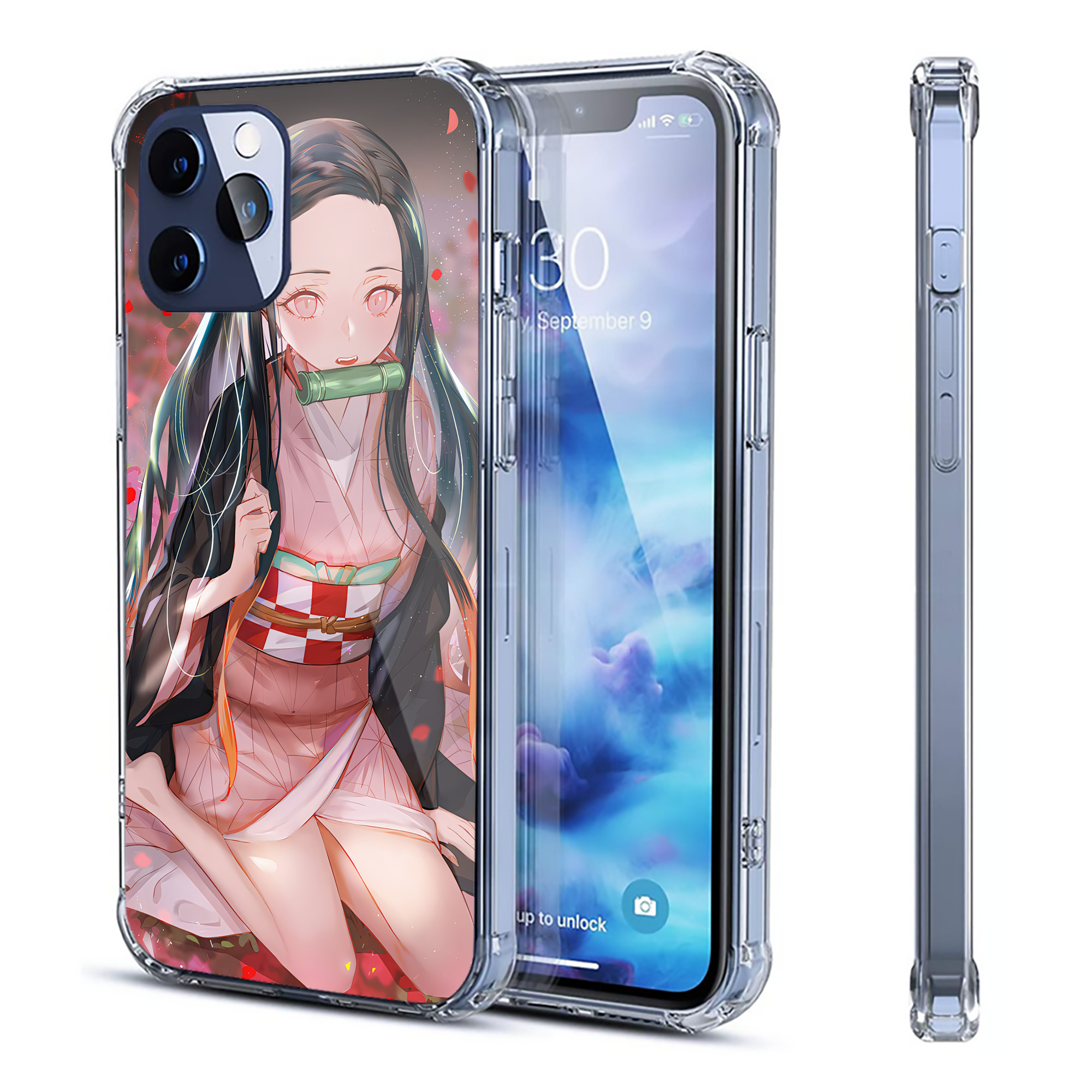 （画像用） 鬼滅の刃（きめつのやいば）竈門 禰󠄀豆子／かまど ねずこ Kamado Nezuko 【iPhone 12シリーズ対応】透明スマホケース（クリアソフトケース）
